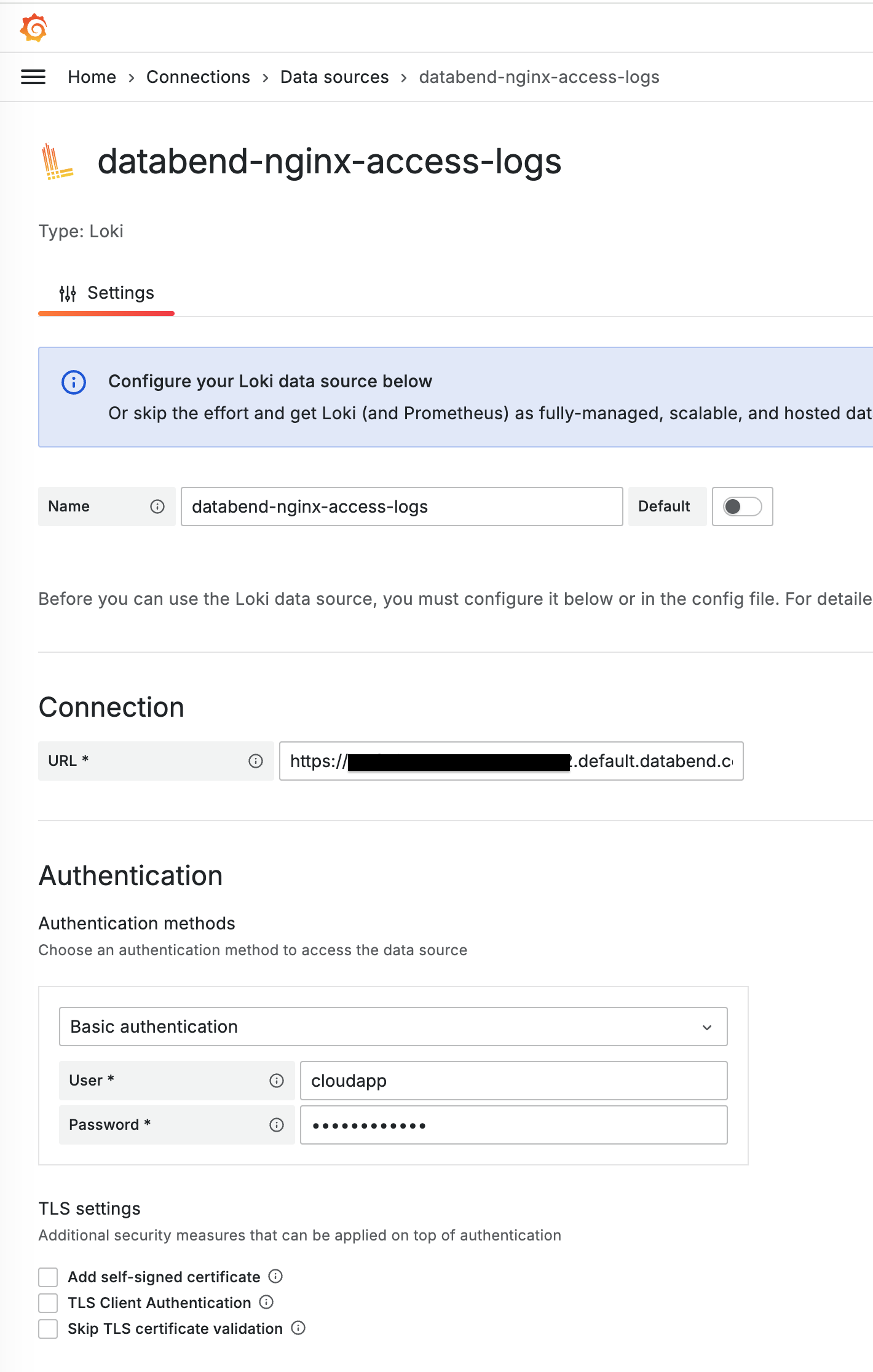 Configure Loki Data Source - Basic